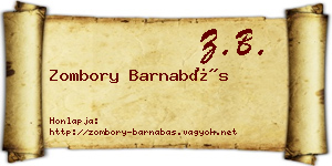 Zombory Barnabás névjegykártya